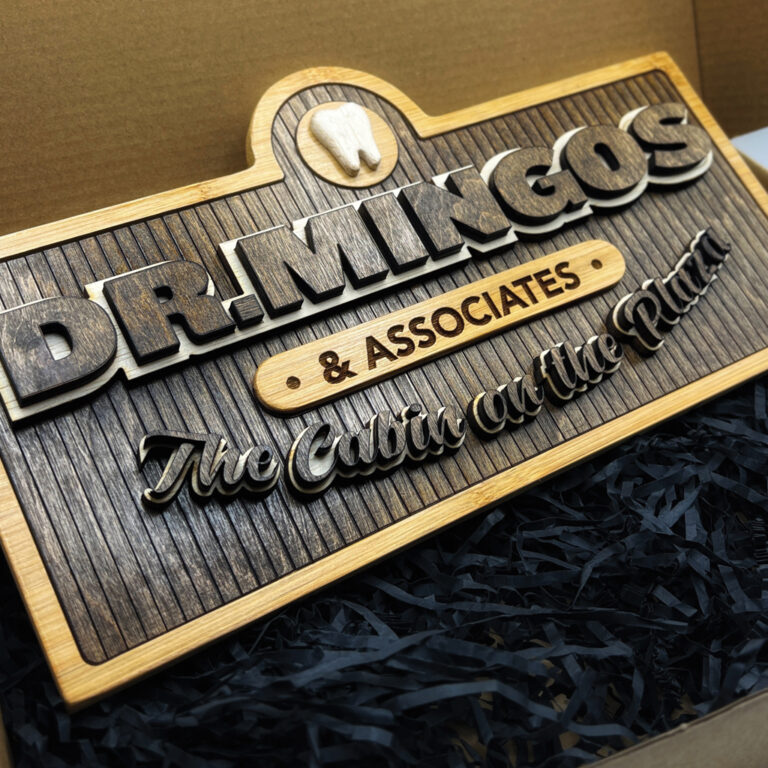 Custom wooden sign for a dentist in Kansas City