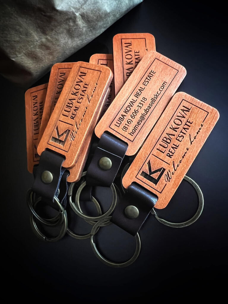 Kansas City realtor custom wooden keychains