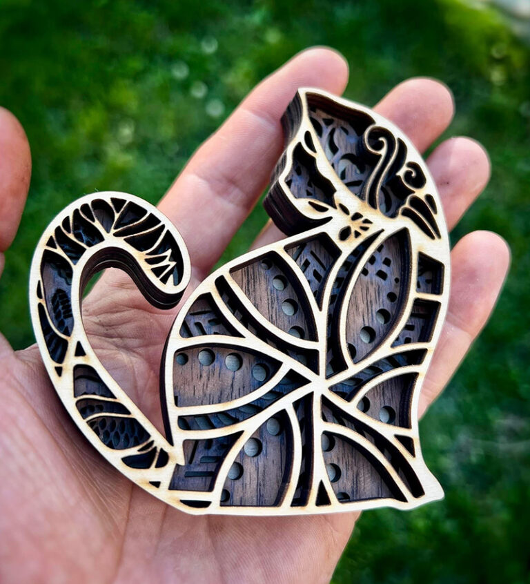 A dimensional ornament of a cat
