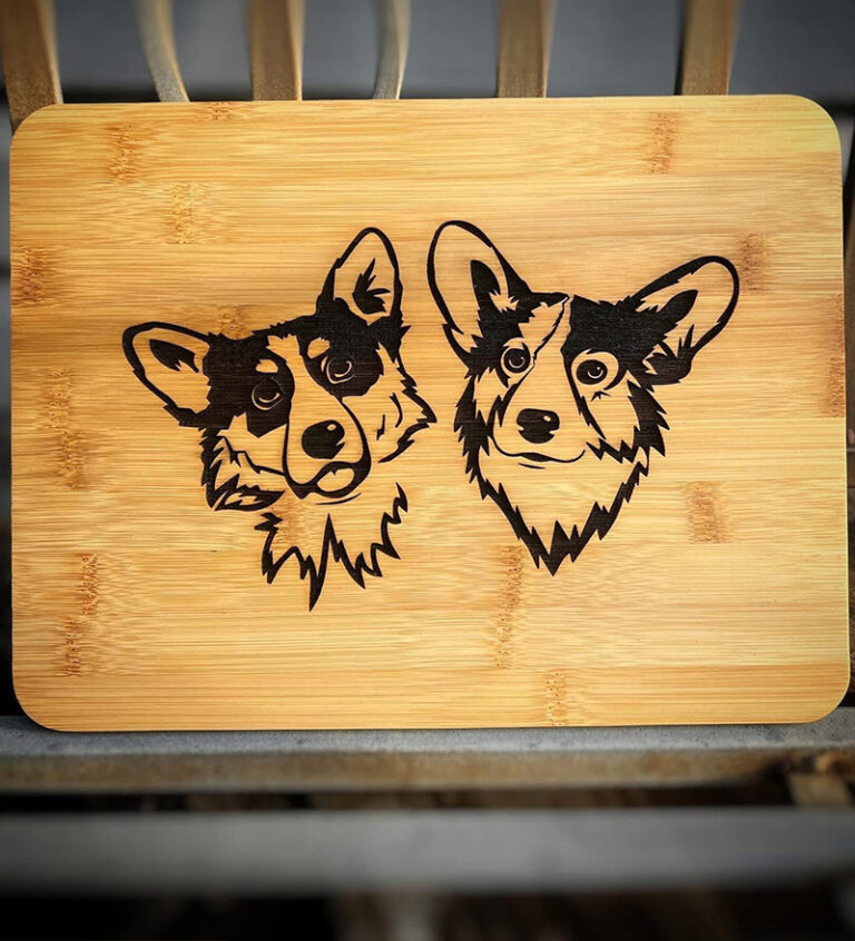 Custom engraved portrait of pet dogs