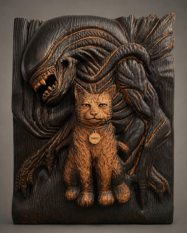 Wooden wall art alien
